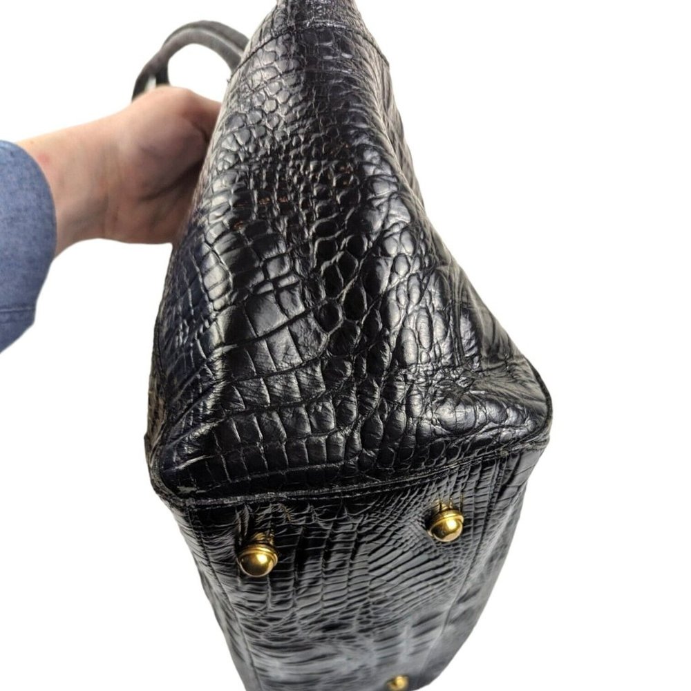 Brahmin Black Crocodile Leather Shopper Shoulder Bag Tote Large - Picture 5 of 9